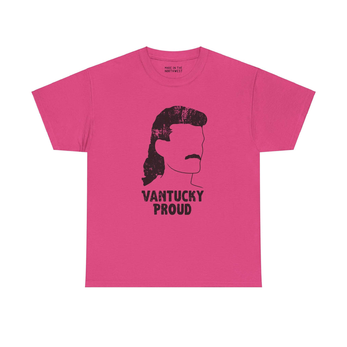 Pink Vantucky Proud Billy Ray Slammer athletic tee with bold graphic of a silhouetted hairstyle and text.