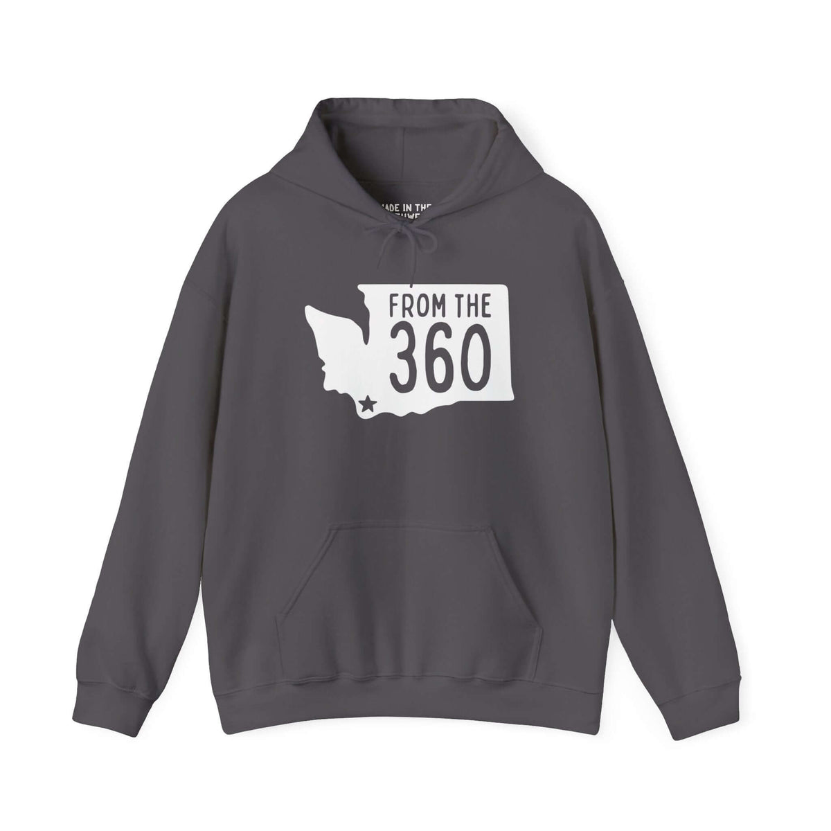 From the 360 hoodie featuring Washington state silhouette and Vancouver star, perfect for local pride and style.