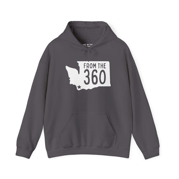 From the 360 hoodie featuring Washington state silhouette and Vancouver star, perfect for local pride and style.