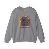 Born to Be in the Dirt sweatshirt in gray celebrating outdoor adventure and the Pacific Northwest spirit.