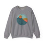 Gray Pacific Peaks Modern Circle Sweatshirt with Mountain Scene Design