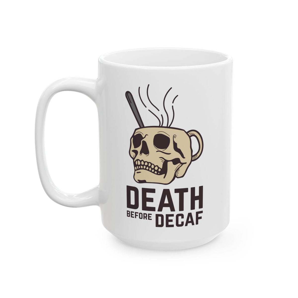 Death Before Decaf Skull Ceramic Coffee Mug