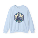 Custom Cycles Northwest sweatshirt featuring a motorcycle design, perfect for motorcycle enthusiasts, blue color.