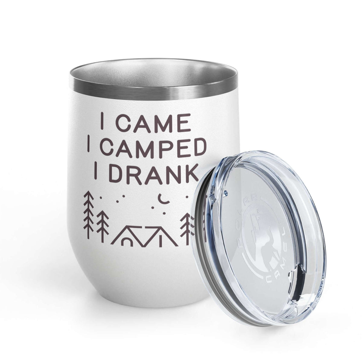 I Came, I Camped, I Drank Camping  Outdoor Wine Tumbler 12 oz with lid for outdoor adventures.