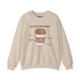 Beige sweatshirt featuring coffee cup illustration with 