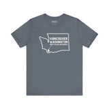 Vancouver Washington soft tee with state outline and tree icon, showcasing Pacific Northwest pride and comfort.