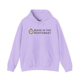 Made in the Northwest Hoodie in lavender featuring a compass logo for adventure lovers.