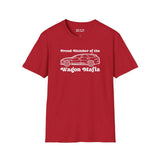 Red Proud Member of the Wagon Mafia t-shirt with a stylish wagon graphic, perfect for wagon enthusiasts.
