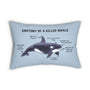 Anatomy of a Killer Whale Lumbar Accent Pillow featuring orca anatomy and humorous labels.