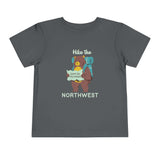 Hike the Northwest toddler tee featuring a bear with a map saying 