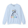 Light blue Spokane sweatshirt with George Washington in rainbow glasses celebrates Pride and local heritage.