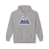 Pacific Northwest Heights Mountain Premium Midweight Hoodie in light gray with mountain graphic and bold text.