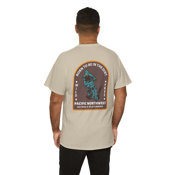 Back view of Born to Be in the Dirt Athletic Tee featuring a nature-themed design, ideal for outdoor enthusiasts.