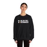 Cozy Northwest Woodlands sweatshirt featuring 'Made in the Northwest' text, perfect for nature lovers.