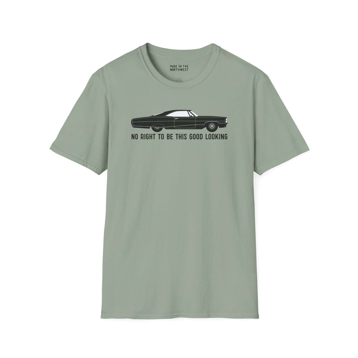 No Right to Be This Good Looking Car Softstyle T-Shirt featuring a 1965 Pontiac Bonneville Coupe design.