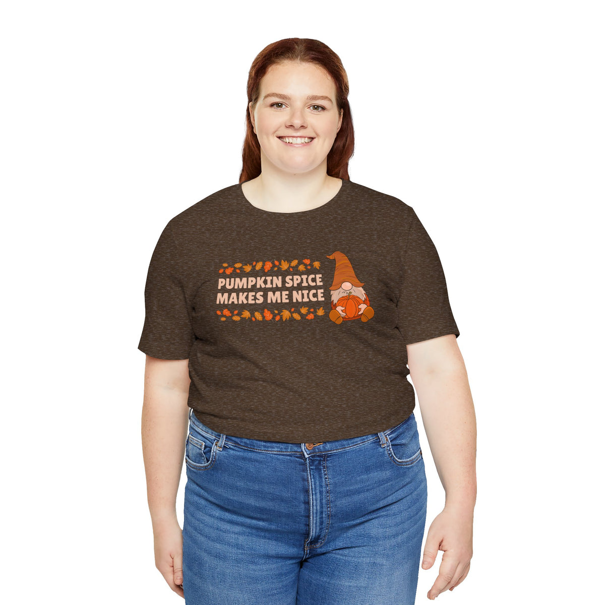 Pumpkin Spice Makes Me Nice Fall Gnome Premium Soft Tee
