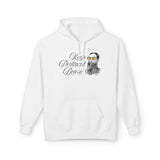 Keep Portland Beard Hoodie with vintage bearded design and funky sunglasses on a white sweatshirt.