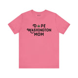 Pink 'Dope Washington Mom' tee with marijuana leaf design, showcasing relaxed Washington spirit and style.