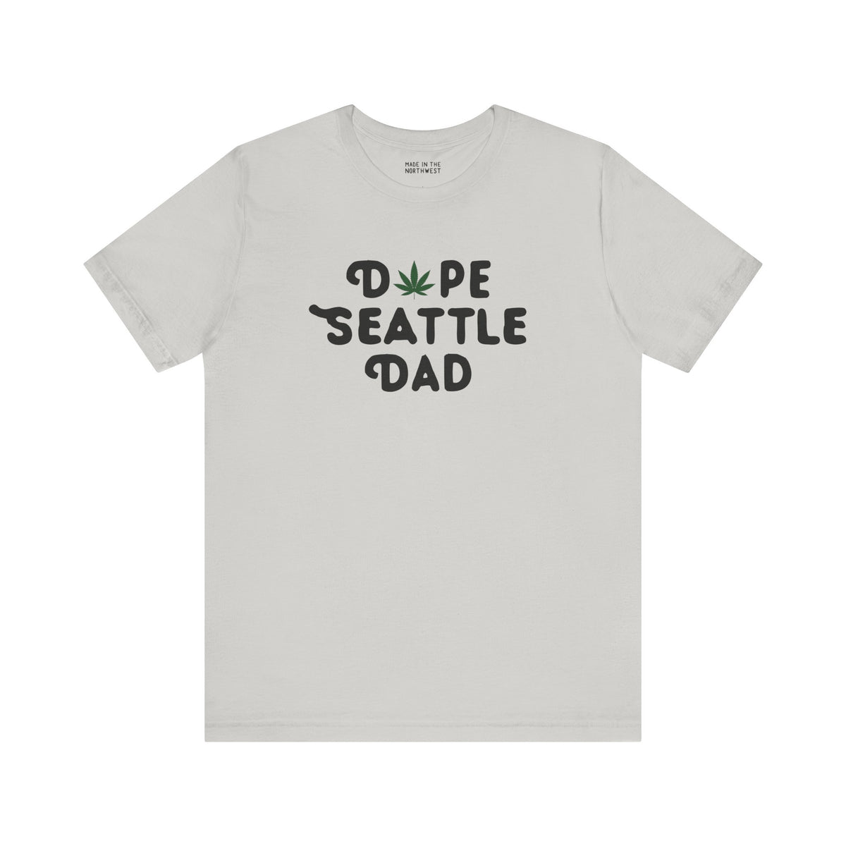 Dope Seattle Dad Premium Soft Tee featuring graphic marijuana leaf, perfect for stylish dads in Washington.