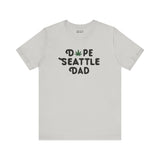 Dope Seattle Dad Premium Soft Tee featuring graphic marijuana leaf, perfect for stylish dads in Washington.