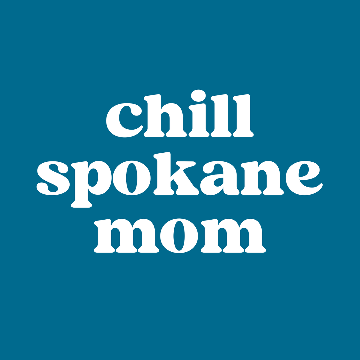 Chill Spokane Mom cozy hoodie design featuring fun typography on a blue background.