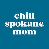 Chill Spokane Mom cozy hoodie design featuring fun typography on a blue background.