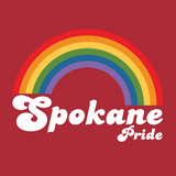 Colorful Spokane Pride design featuring a rainbow and bold text for LGBTQ+ celebration.
