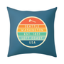Left Coast Retro Seattle Washington Square Accent Pillow with retro badge design highlighting Seattle.
