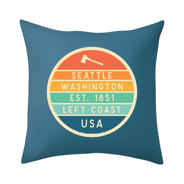 Left Coast Retro Seattle Washington Square Accent Pillow