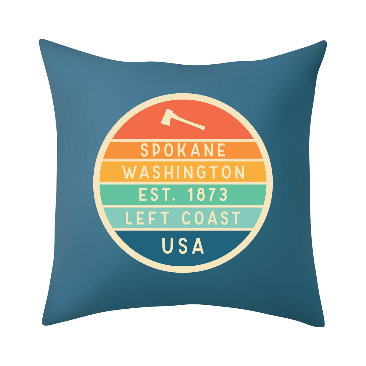 Left Coast Retro Spokane Washington Square Accent Pillow