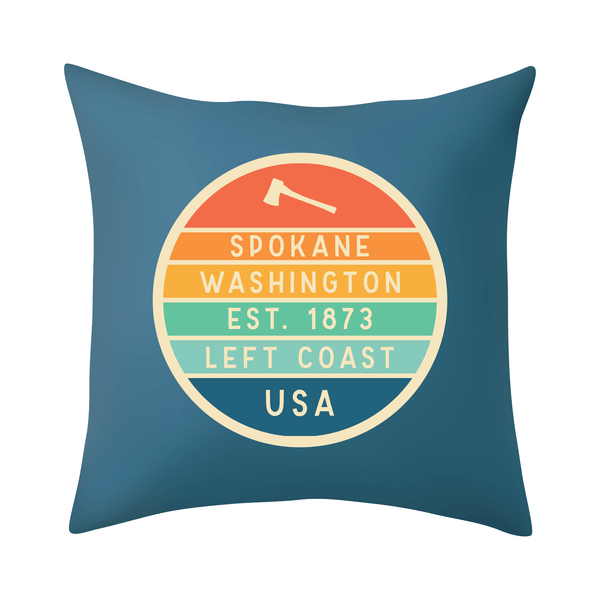 Left Coast Retro Spokane Washington Square Accent Pillow