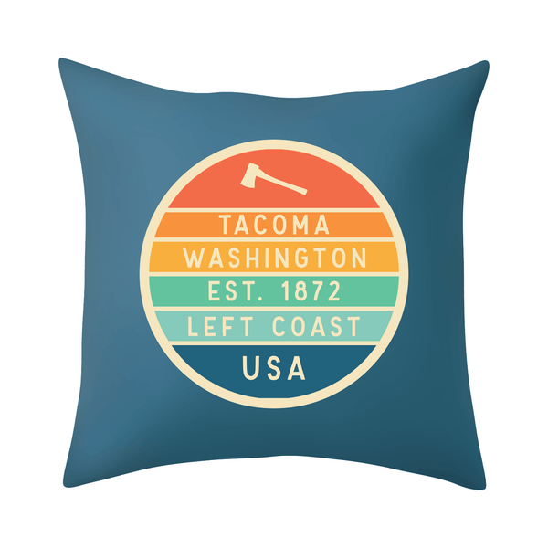 Left Coast Retro Tacoma Washington Square Accent Pillow
