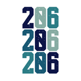 206 Area Code Coffee Tumbler design featuring blue 206 numbers, perfect for Seattle fans.