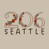 206 Florals Seattle PNW Weekender Bag design featuring floral accents and area code 206.