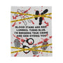 True crime blanket with crime scene tape design – cozy fleece throw for murder show lovers