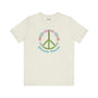Choose Peace Premium Soft Tee featuring a green peace sign and vibrant flowers, spreading positivity and retro vibes.