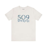 509 Floral Area Code Premium Soft Tee in cream color featuring the word 'Spokane' for Pacific Northwest style.