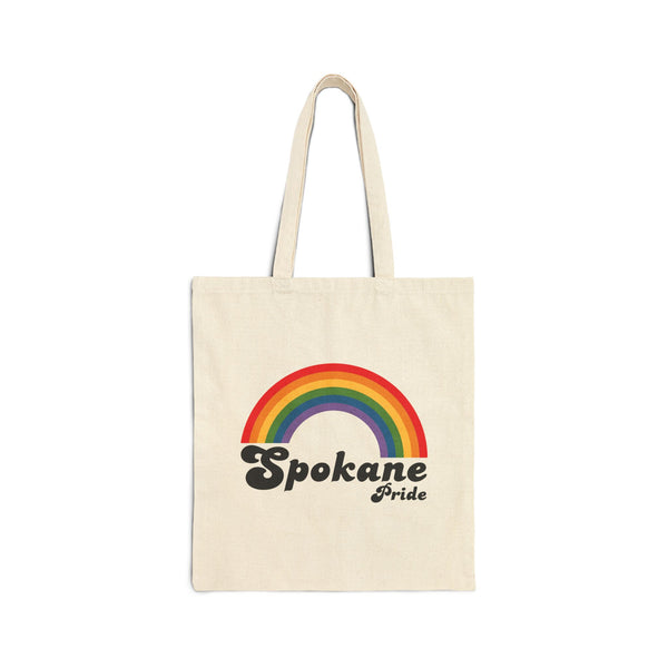 Retro Rainbow Spokane Pride Cotton Canvas Tote Bag