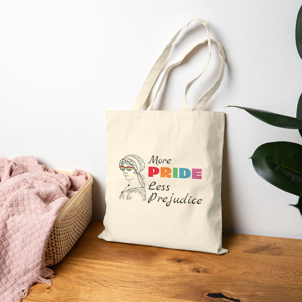 More PRIDE Less Prejudice Cotton Canvas Tote Bag