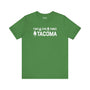 Green Two Five Three Roots Premium Soft Tee celebrating Tacoma pride with axe and tree graphic.