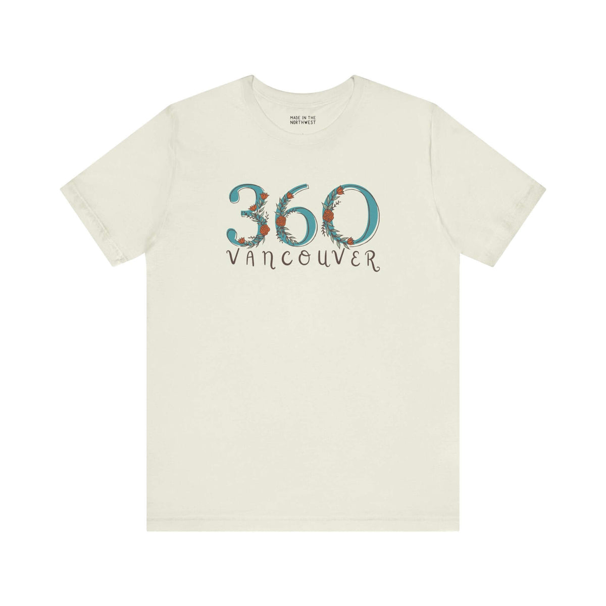 360 Floral Area Code Premium Soft Tee showcasing Vancouver, perfect for PNW pride and casual outings.
