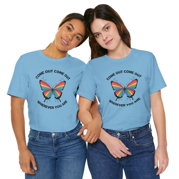 Come Out Wherever You Are Pride Butterfly Premium Soft Tee