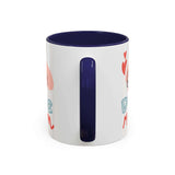 Glossy dog mom mug with hand-drawn pup design and colored interior, perfect for dog lovers' morning coffee.