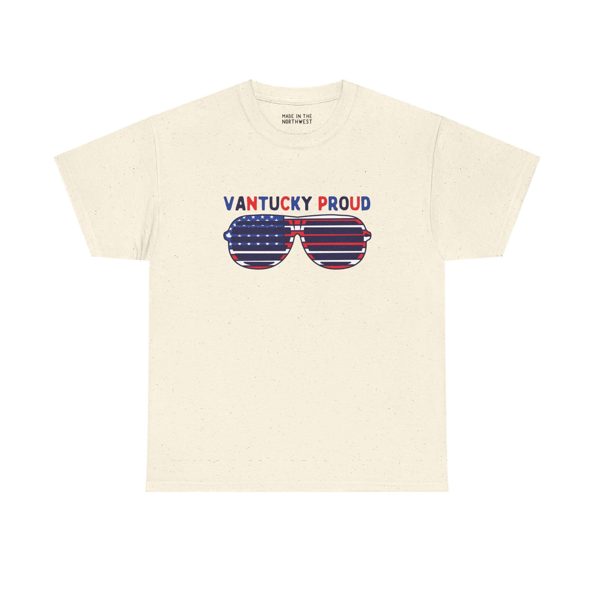 "Shades of Vantucky Proud athletic tee with sunglasses design, perfect for showcasing local pride and Fourth of July flair."