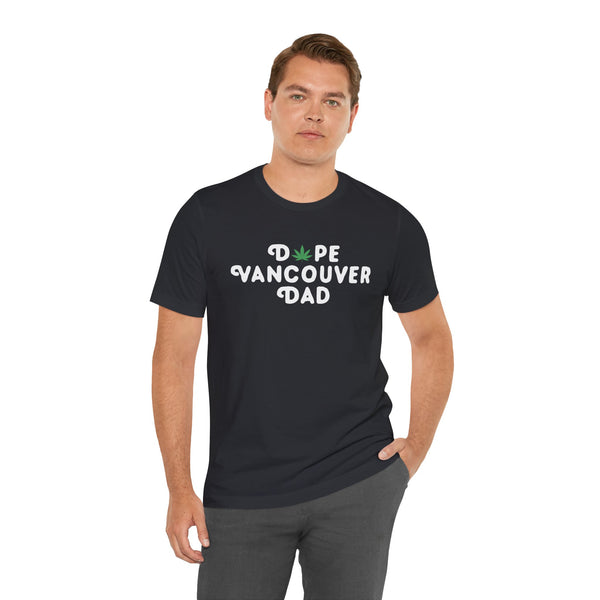 Dope Vancouver Dad premium soft tee featuring a playful marijuana leaf design for cool dads.