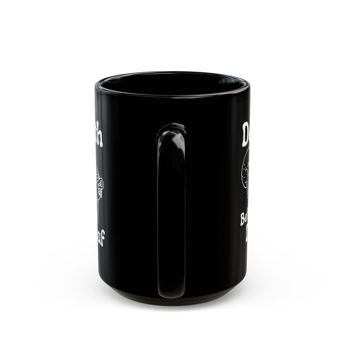 Death Before Decaf Skull Black Ceramic Coffee Mug