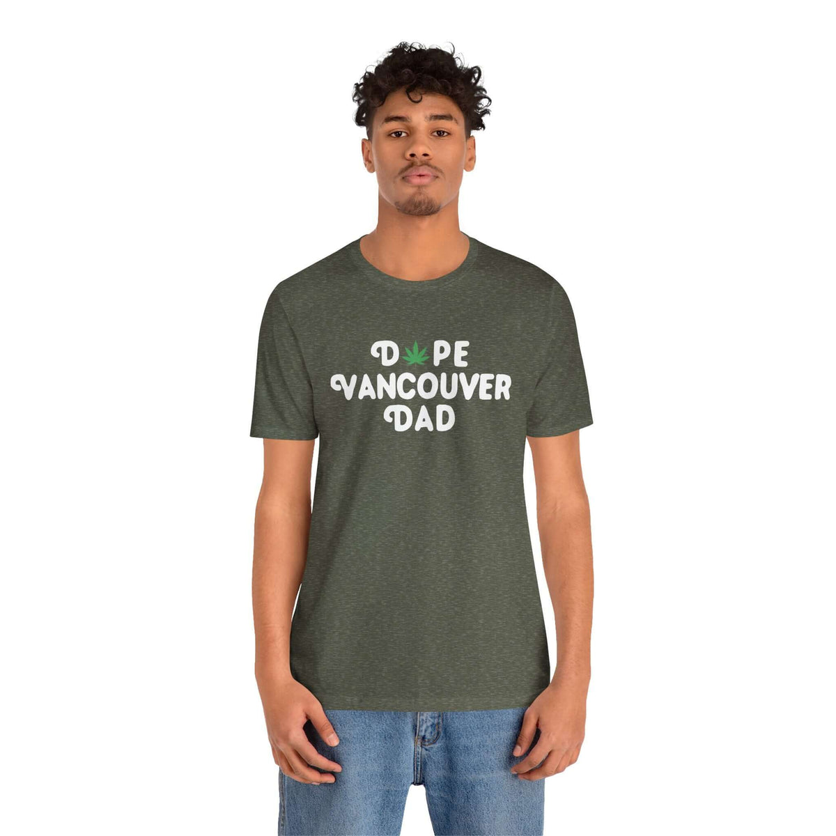 Dope Vancouver Dad soft tee featuring a playful marijuana leaf in a stylish design, perfect for cool dads.