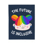 The Future is Inclusive Pride Lightweight Cozy Baby Blanket featuring a colorful character design and empowering message.