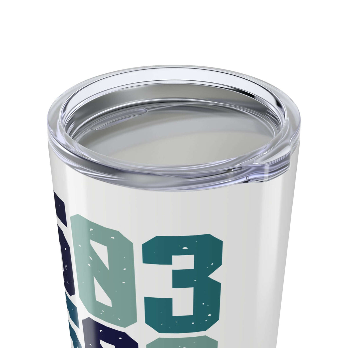 Close-up of the 503 Area Code Coffee Tumbler showcasing its durable lid and stylish design.