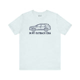 Premium soft tee featuring Subaru Outback design, text 'In My Outback Era', perfect for car lovers and PNW enthusiasts.